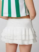 Tiered Ruffle Drawstring Mini Skirt