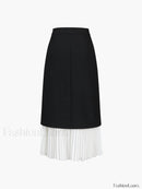 Two Tone Pleated Long Skirt