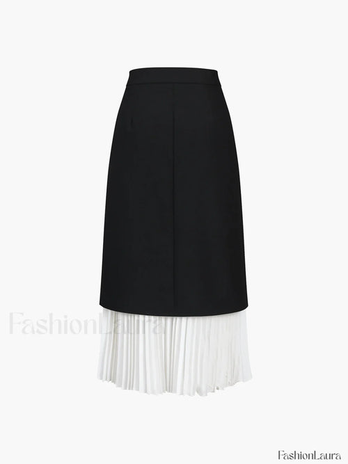 Two Tone Pleated Long Skirt