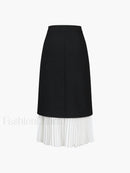 Two Tone Pleated Long Skirt
