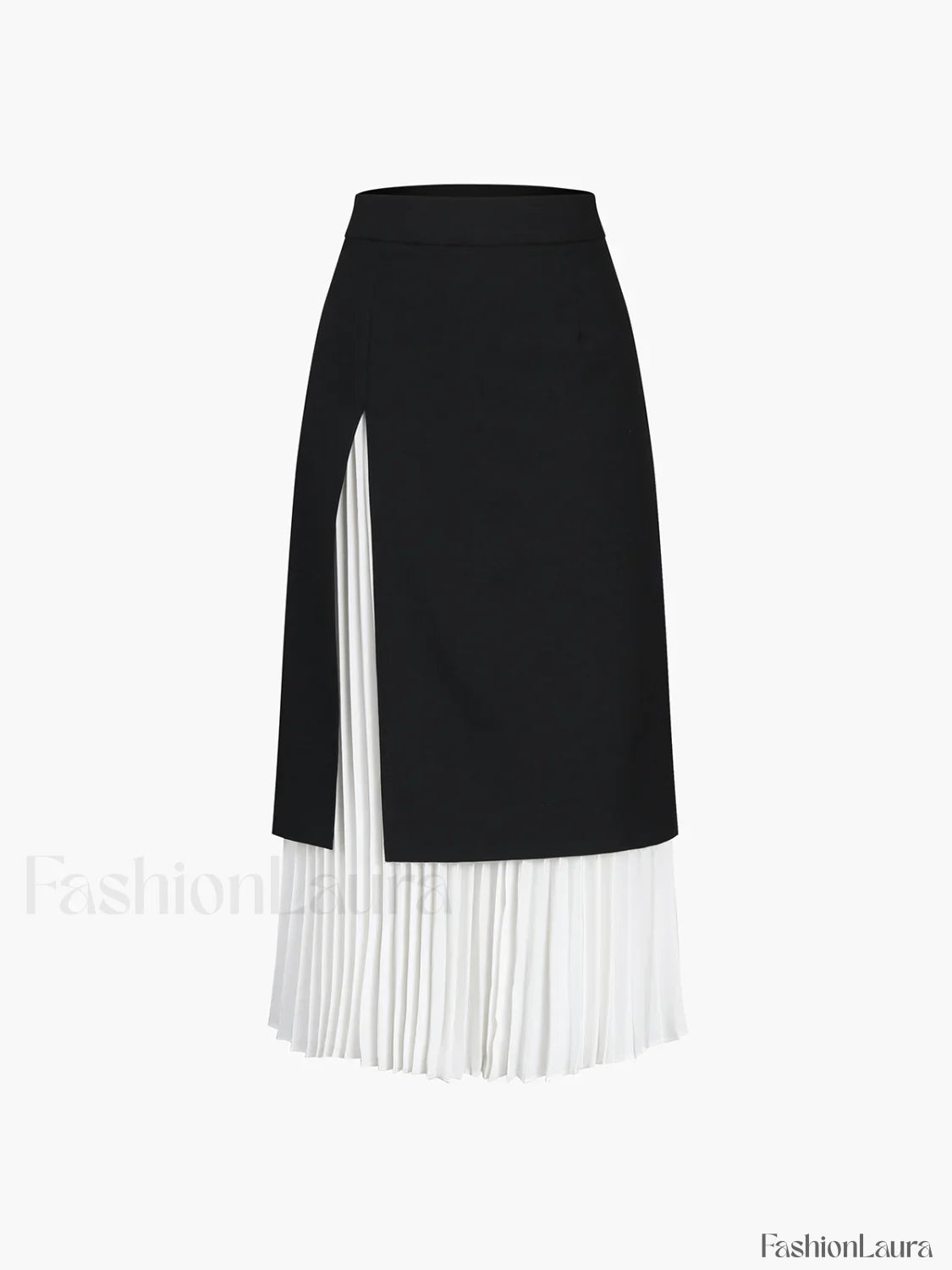Two Tone Pleated Long Skirt