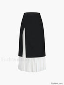 Two Tone Pleated Long Skirt