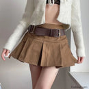 Vintage Pleated College Mini Skirt
