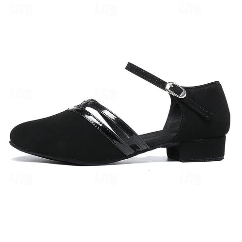 Womens Black Suede Dance Shoes Low Heel – Professional Ballroom Shoes