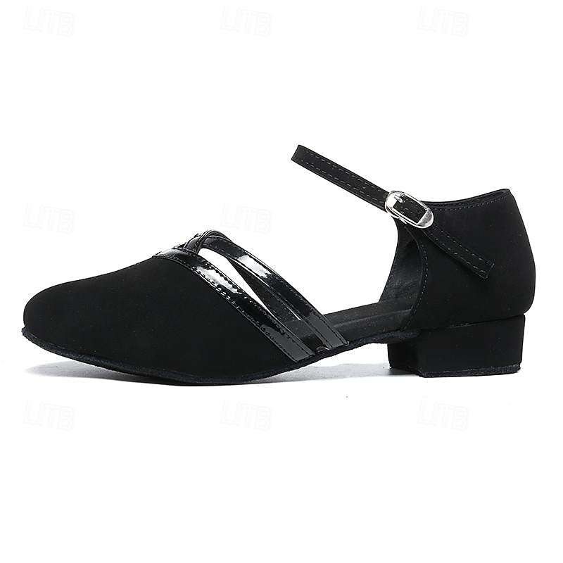 Womens Black Suede Dance Shoes Low Heel – Professional Ballroom Shoes