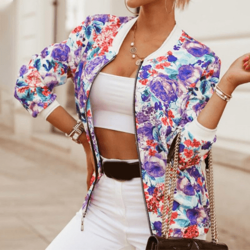 Women's Vintage Zip-Up Jacket – Casual Stand Collar Retro Jacket