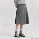 Woolen Pleated A-Line Skirt