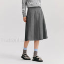 Woolen Pleated A-Line Skirt