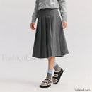 Woolen Pleated A-Line Skirt