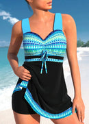 Women's Athletic Two-Piece Swimsuit Set – Sleeveless Swim Top & Shorts