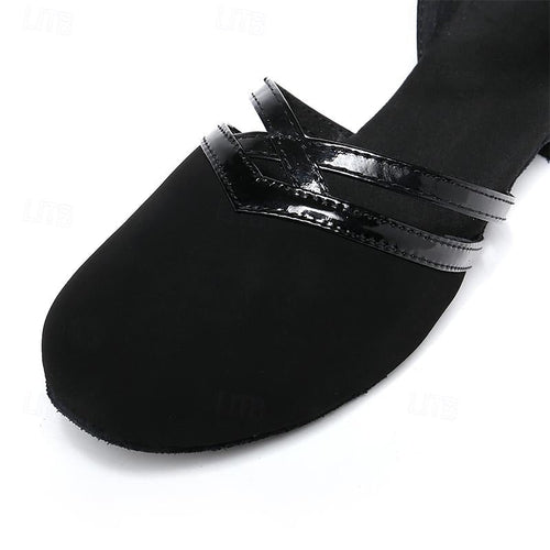 Womens Black Suede Dance Shoes Low Heel – Professional Ballroom Shoes